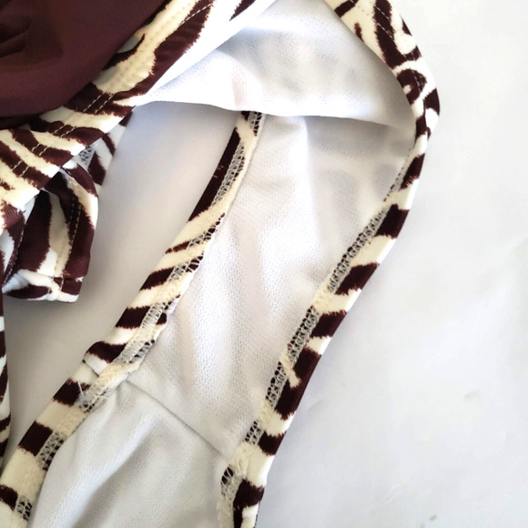 NEW!! Sundazed Women SIZE Mocha Mia Zebra-Print One-Shoulder One-Piece Swimsuit - Picture 7 of 10